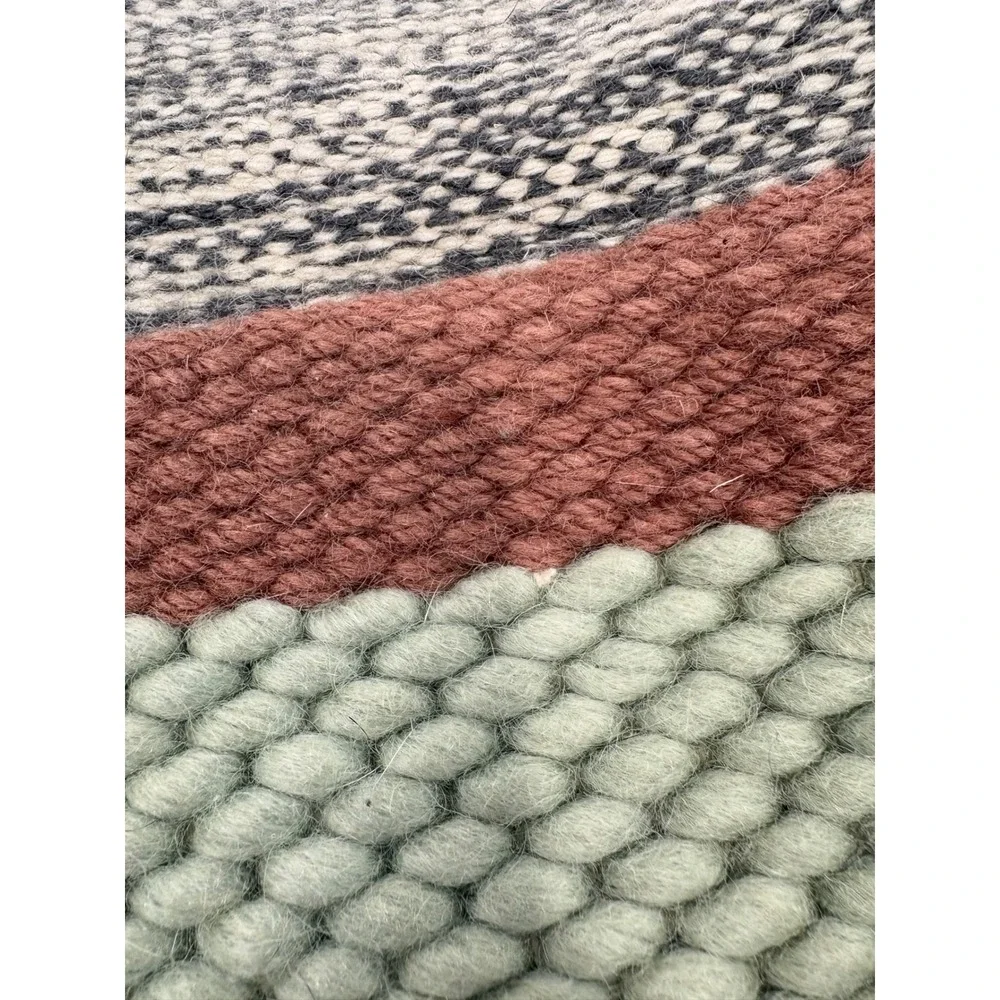 Handwoven Wool Multi-Textured Striped Boho Pillow Cover 19x19 Square